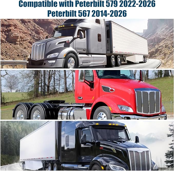 Side Window Sun Shade for Peterbilt 579 2022-2026, 567 2014-2026, Custom Fit 210T Reflective Sunshade for Semi Truck, 6-Layer Heat Insulation Privacy Protector, Block 99% UV Rays, 2PCS