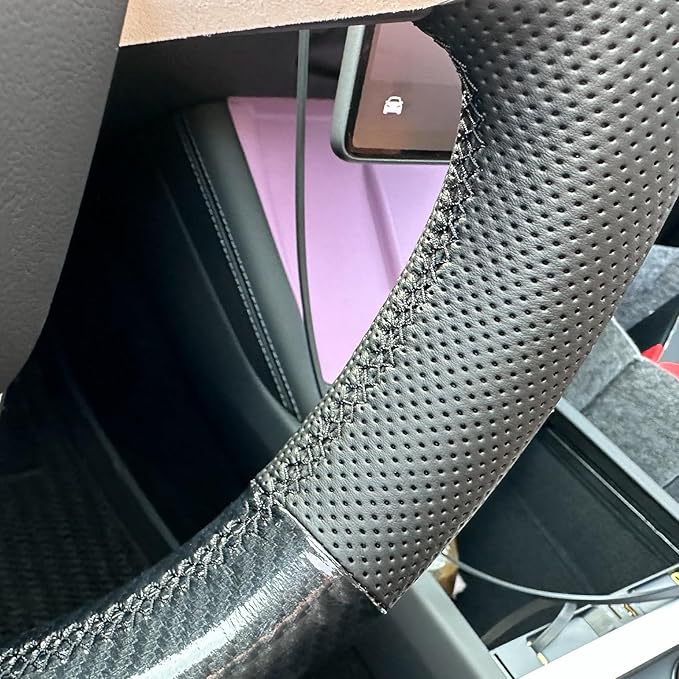 MEWANT DIY Stitching Steering Wheel Cover Wrap for Tesla Model 3 Highland 2023-2025/Model Y 2025 Highland for Tesla Model 3/Model Y Accessories(3D Style)