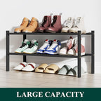 Smiry Shoe Rack, 2 Tier Bamboo Shoe Organizer, Stackable Free Standing Wooden Shoe Storage Shelf for Closet, Entryway, Front 