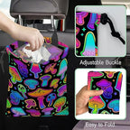 Bright Mushrooms Car Garbage Bag,Colorful Mushroom Waterproof Small Car Trash Bag Hanging Back of Seat,Drawstring Hanging Car Trash Bag with Adjustable Buckle for Car Accessories