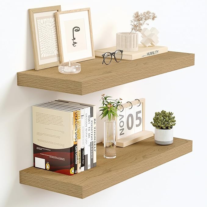 Vivelove 16 Inch Floating Shelves for Wall, 16x9 Display Shelves for Bathroom Living Room Kitchen Bedroom Office Farmhouse Ho