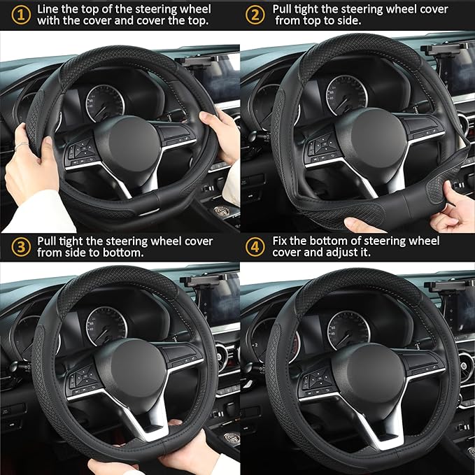 West Llama Customized Auto Car Steering Wheel Cover for Nissan,D Shaped Steering Wheel Cover for Rogue,Altima,Kicks (D-Shaped