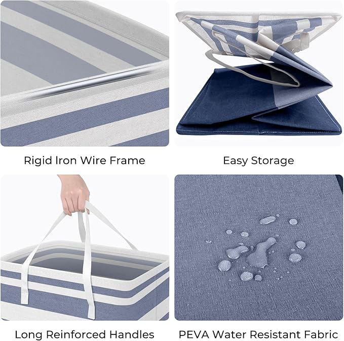HomeHacks 2 Pack Large Laundry Baskets, Waterproof, Freestanding Laundry Hampers, Collapsible Clothes Hamper with Reinforced 