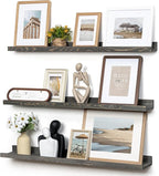 Picture Ledge Wall Shelves - 36 Inch Width Set of 3, Solid Pine Wood Rustic Floating Ledge Shelves for Kids' Room, Bedroom, K