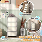 Qaba 4 Tier Kids Storage Unit, Toy Organizers and Storage with 4 Drawer Chest for Kids Bedroom Nursery Kindergarten Living Ro