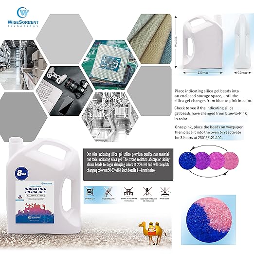[Net Weight 24LBS] Blue Indicating Silica Gel Beads Desiccants - Rechargeable Desiccant Beads Silica Beads (Blue to Pink, 3