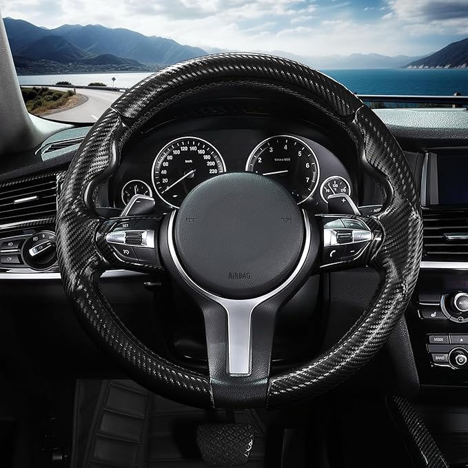 Steering Wheel Cover for BMW X3(2014-2017) X5(2014-2018) 3 Series(2012-2019) 5 Series(2014-2016) 328i 320i 330i 325i 528i 535i 530i 540i M3 2 4 6 Series X4 X6 M2 M4 M5 M6 Accessories (Matte Black)