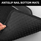 NBTEPEM Waterproof Universal Fit Car Floor Mats, Faux Leather Sporty Car Carpet Mats with Anti-Slip Nibbs Backing & Driver Heel Pad Fit for SUV, Vans, Sedans, Trucks, Set of 4 (Black with Gray line)