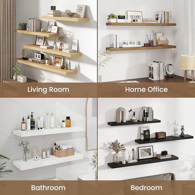 Dreamland 48 Inches Floating Shelves for Wall, 8" Deep Long Floating Shelves Set of 1, Large Display & Storage Shelf, Wall Sh