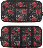 Car Sun Visor Storage Bag,Rose Pattern Auto Interior Accessories Pocket Organizer, Multi-Pocket Visor Organizer Storage Pouch Fits Most Vehicles