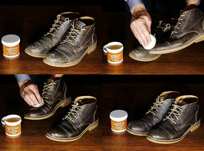 GOLDENMIX Beeswax Leather Care Balm - Protector, Conditioner, Polish, Cleaner, and Waterproofing Cream for Shoes, Boots, Car 