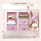 GRANNY SAYS Hanging Closet Organizer 6-Shelf, Separable to 2 Pack 3-Shelf Closet Storage Organizer with 4 Side Pockets, 3 Dif
