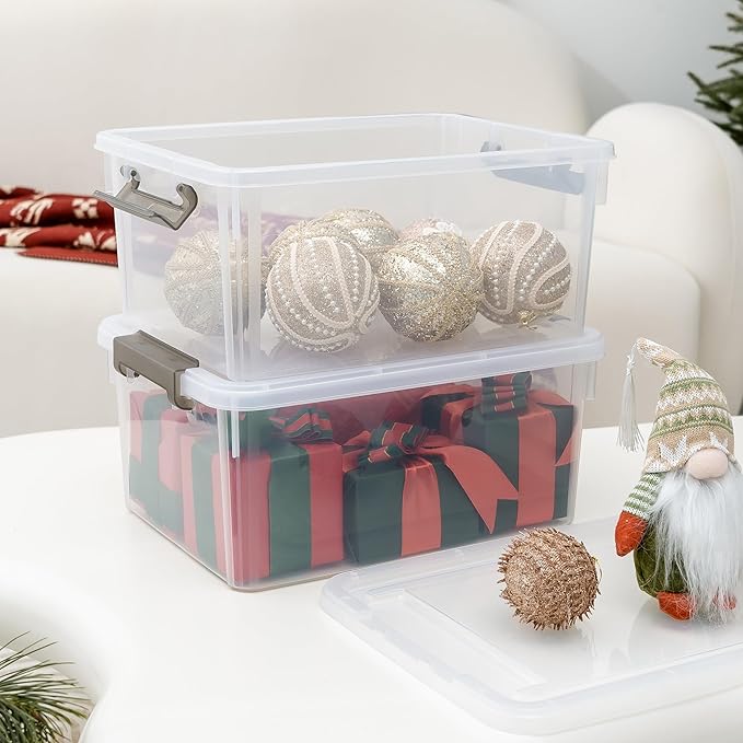 Citylife 17 QT Plastic Storage Bins with Lids Latching Stackable Storage Containers for Organizing Large Clear Storage Box fo