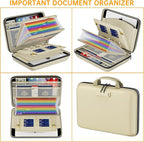 DocSafe Fireproof File Organizer with Lock, Hard-Shell Case Fireproof Document Box with 13 Pocket Accordion File Folder, Port