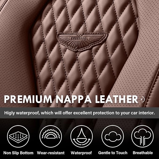 Coverado Car Seat Covers, Seat Covers Full Set, Coffee Car Seat Cover, Auto Seat Covers Front Seats Rear Seat Cover, Luxury C