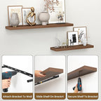 Heimlove Floating Shelves for Wall 32 Inch,Mounted Storage Wood Shelves with Invisible Brackets Hanging Shelf for Bedroom Liv