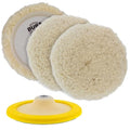 Dura-Gold 3 Pack of 8 100% Wool Hook & Loop Grip Buffing Pads with a 7" Flexible Edge Backing Plate - Compound Cutting, Polishing - Fits Auto Car Detailing Polisher Sanders - Paint, Boat