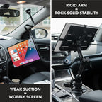 Mount-It! Carbon Fiber Cup Holder Tablet Mount Tablet Holder for Car Truck SUV, Adjustable 7–11 Inch iPad & Tablets, 18" Extension Arm, 360° Rotation, Fits 2.75"–3.5" Cupholders, ELD GPS Holder