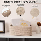 OIASKET 4 Pack Small Storage Shelf Baskets for Organizing, Mini Woven Rope Storage Bins for Towels, Cute Decorative Closet Or