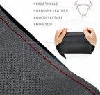 AUTOXBERT 38cm/15 Genuine Leather DIY Steering Wheel Cover Soft Hand Sewing On Wrap Cover with Needles Thread fit for VW Ford