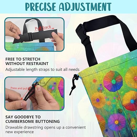 Car Garbage Bag Abstract Colorful Flowers Hanging Canvas Car Trash Bag Drawstring Car Back Seat Organizer for Car Back Front Seat Console with Adjustable Buckle