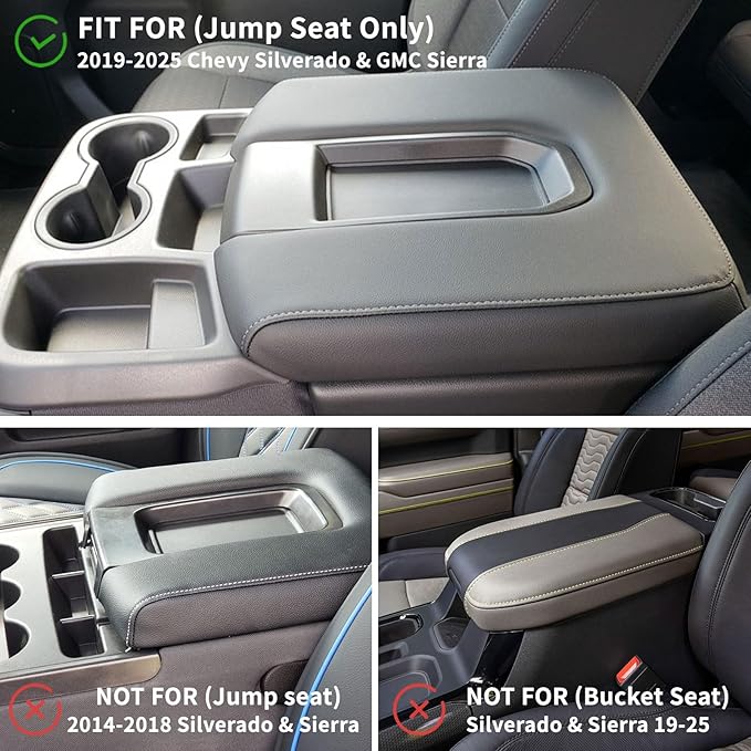 Center Console Organizer Tray for 2019-2025 2026 Chevy Silverado/GMC Sierra 1500 & 2020-2026 Silverado/Sierra 2500HD 3500HD, Armrest Box Storage Tray (Split-Bench Folding Seat ONLY)-2PCS