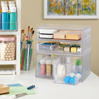 STORi Chloe Space-Saving Clear Drawer Organizer (4 Drawer Set) Sort Office, Kitchen, Beauty Supplies, Makeup, Pens, Jewelry, 