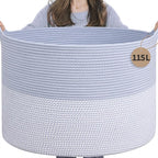 INDRESSME 115L Extra Large Rope Basket, Organizing Storage for Nursery Living Room Home Décor., Decorative Woven Laundry Bask