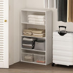 Furinno Reed Closet Organizers and Storage, 4-Tier Closet Organizer, Open Shelf Closet Storage, for Wardrobe, Bedroom, Living