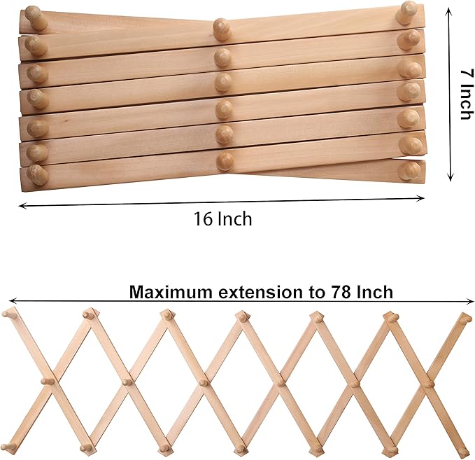 SKOLOO Hat Rack for Wall with 20 Hooks, Solid Wooden, Modern, Expandable Coat Rack Wall Mount for Coats, Hats, Bags, Baseball