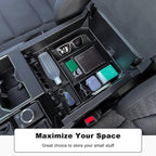 TOPINSTALL 2026 Full Size Console Organizer Compatible with 2022-2026 Toyota Tundra/Sequoia 2023-2026, Plastic Armrest Storage Box Tray with Non-Slip Inserts (Not for the Console with Safe)