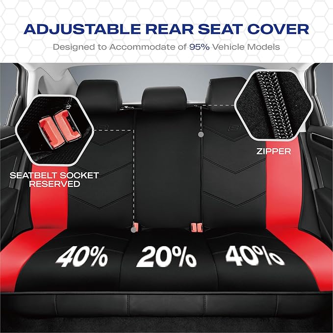 Skechers Memory Foam Seat Covers,Leather Car Seat Covers, Ultimate Comfort & Support Seat CoversFull Sets,Airbag Compatible, 