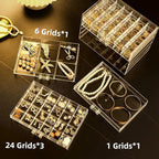 Feadily Acrylic Jewelry Organizer Box, Jewelry Drawer Organizer With 5 Drawers 79 Grids, Clear