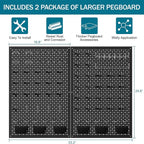 Pegboard kit with Accessories,Includes 2 Pack 16" X 24" Steel Peg Board and 120 PCS Varied Pegboard Accessories,can be Used f
