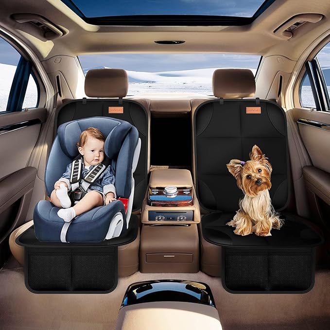 SMART ELF Car Seat Protector [1 Pack] Large Auto Protector for Child Seats with Thickest Padding and Non-Slip Backing Mesh Po
