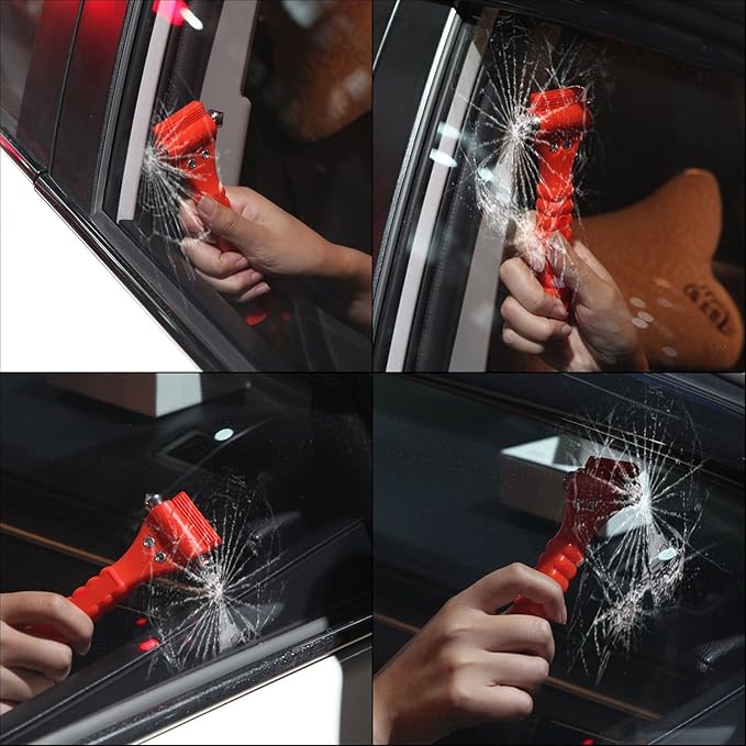 Car Safety Hammer (2 Pack) - 2-in-1 Emergency Escape Tool with Window Breaker & Seat Belt Cutter for Vehicles, Home & Office