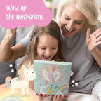 The Memory Building Co Unicorn Musical Jewelry Box Plays Classic Melody, Storage Organizer Music Box for Kids Ages 6-12, MDF 