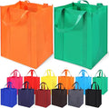 12 Pack Heavy Duty Reusable Grocery Bags - Large Shopping Totes Reinforced Handles, Holds 40 lbs, Foldable and Washable (Multicolor)