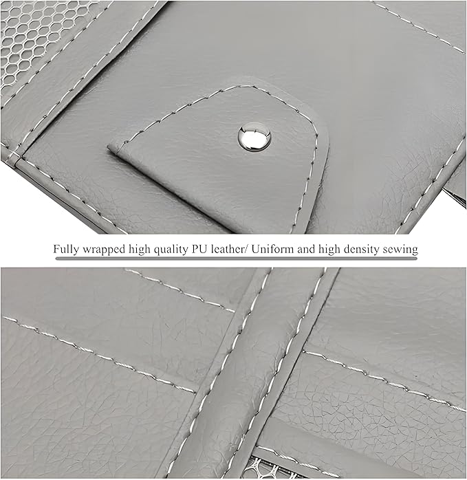 2 Pack Car Visor Organizer for Ford F150 2021-2025, Sun Visor Storage Pouch Premium PU Leather Interior Accessories Pocket Multi-Function Card Holder,Grey