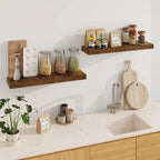 Fun Memories Floating Shelves for Wall, 32Inch Floating Shelves Set of 2, Hanging Shelf with Invisible Brackets, Wood Shelves