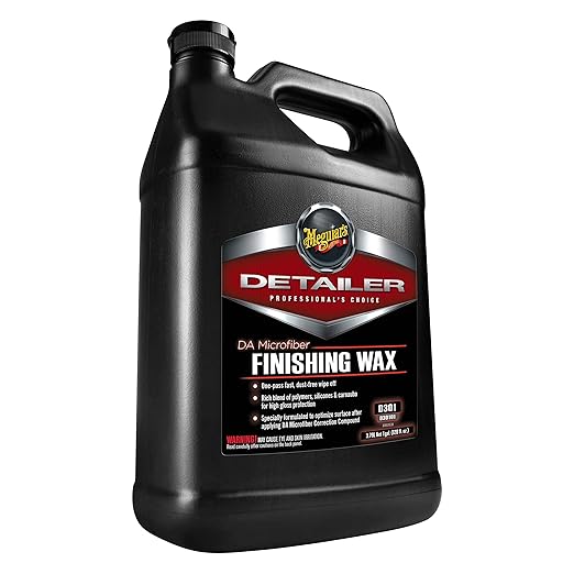 Meguiar's Professional DA Microfiber Finishing Wax D30101 - Pro Car Polish Removes Light Defects While Adding Protection, Ideal for Use on DA Microfiber Finishing Disc and DA Polisher, 128 Oz, 1 Gal