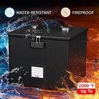 2 Pack Fireproof Document Box File Organizer - Portable Waterproof Fire Safe Locking Filing Storage Box with Handle for Hangi