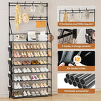 OYREL Shoe Rack 8 Tier Large Shoe Organizer Storage 32-40 Pairs Metal Shoe Storage Rack with Hooks and Side Pocket for Entran