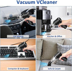 8Kpa Mini Handheld Vacuum Cleaner,120W High Power Cordless Car Vacuum, 2 in 1 Keyboard Vacuum & Air Duster with LED Light & M