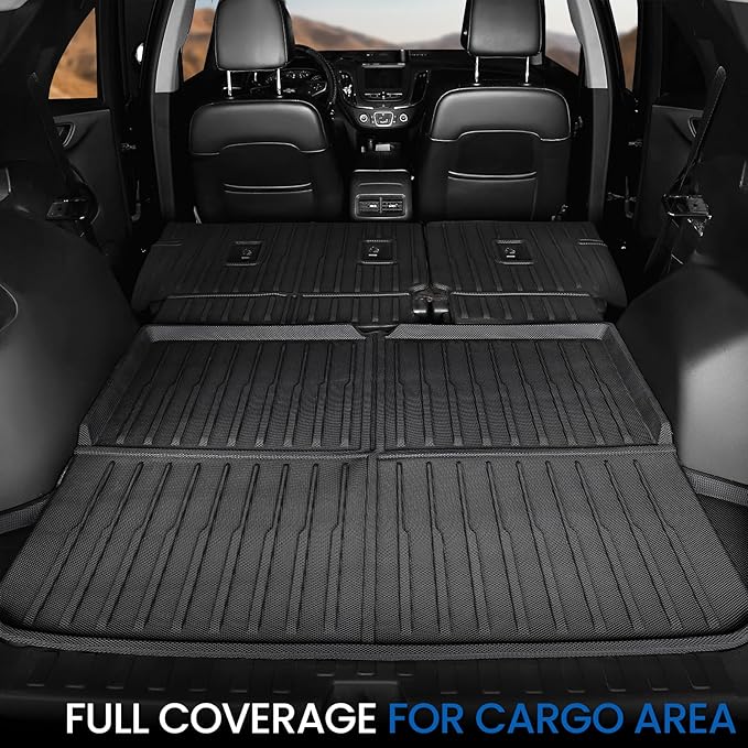 Floor Mats & Cargo Mat & Backrest Mat for 2018-2024 Chevy Equinox/GMC Terrain, All Weather TPE Car Floor Liners Trunk Mat Accessories for Chevrolet Equinox