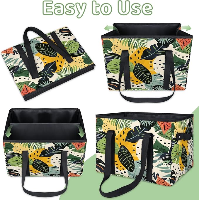 Reusable Grocery Bag, Foldable Large Shopping Tote Bag for Groceries Kitchen Picnic Car Trunk