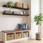 Fixwal Floating Shelves for Wall, 47" Long Heavy Duty Wall Mounted Rustic Wood Shelves for Living Room, Bedroom, Bathroom and