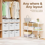 9 Cube Storage Organizer Shelf with Storage Bins and Label, 11 Inch Toy Cube Bins Clothes Closet Organizers Drawers Fabric Dr