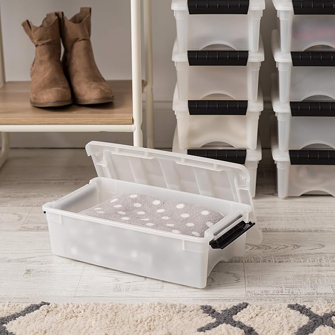 IRIS USA 6 Qt Stackable Plastic Storage Bins with Lids, 10 Pack - BPA-Free, Made in USA - Discreet Organizing Solution, Latch