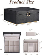 pickpiff 2 Layer Jewelry Box Organizer for Women, Jewelry Organizer with Handle & Removable Tray, Necklace Holder Ring Earrin